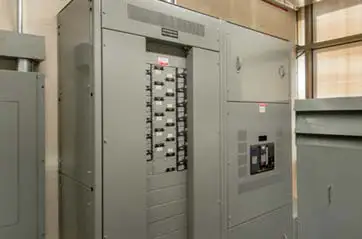 An electrical panel with the circuit board showing.